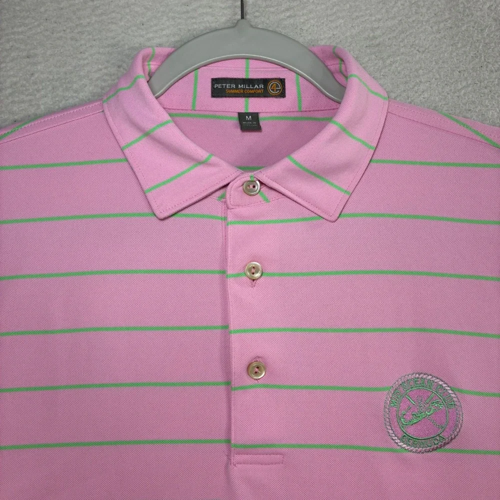Peter Millar Summer Comfort Mid Ocean Club Bermuda Golf Polo Shirt Men M Pink